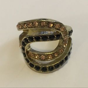 Pink and black stone, gold ring